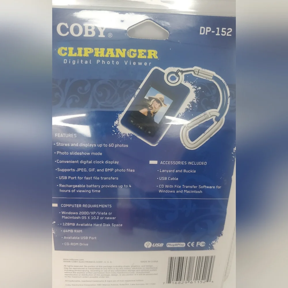 Colby Cliphanger Digital Photo Viewer DP-152 With Lanyard & Buckle